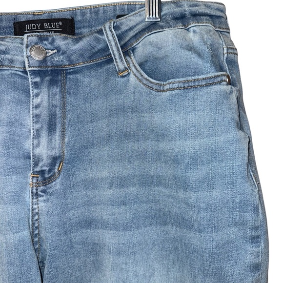 Judy Blue Mid Rise V Front Cuff Boyfriend Cool Denim Jeans 88938 Sz 11/30 - Picture 6 of 14